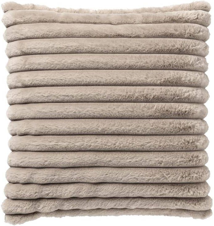 Dutch Decor HAZEL Sierkussen 50x50 cm effen kleur strepen heerlijk zacht Pumice Stone beige