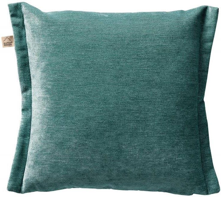 Dutch Decor LEWIS Sierkussen 45x45 cm fluweel met sierrand Sagebrush Green groen