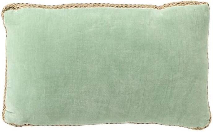 Dutch Decor MANOE Sierkussen 30x50 cm effen kleur met rand van jute Cameo Green lichtgroen