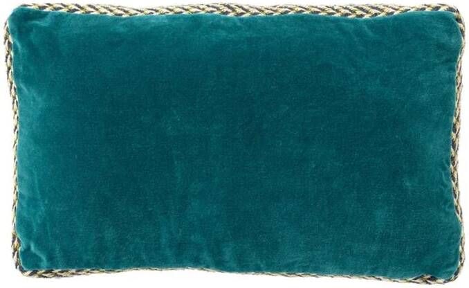 Dutch Decor MANOE Sierkussen 30x50 cm effen kleur met rand van jute Deep Lake petrol