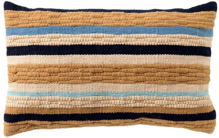 Dutch Decor MANTE Sierkussen 30x50 cm natuurlijke look strepen Insignia Blue multicolor