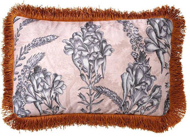 Dutch Decor MOTI Kussenhoes met bloemenpatroon 30x50 cm Pumice Stone beige