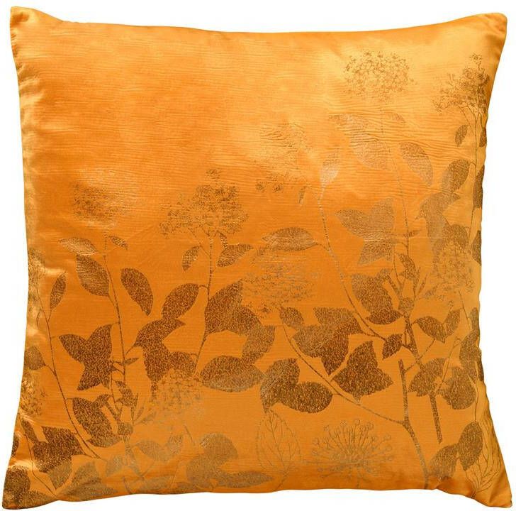 Dutch Decor ROSALIE Kussenhoes 45x45 cm velvet bloemen en blaadjes Golden Glow geel