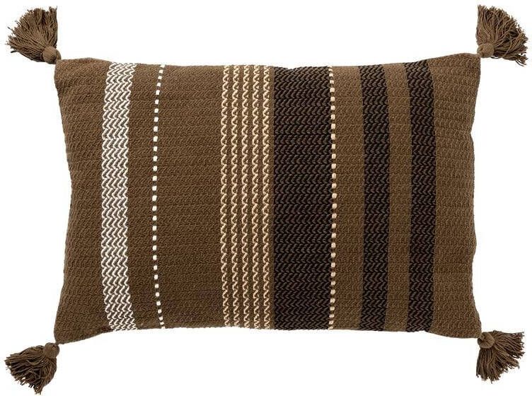 Dutch Decor TAMAR Sierkussen katoen 40x60 cm Military Olive groen kussentje met flosjes