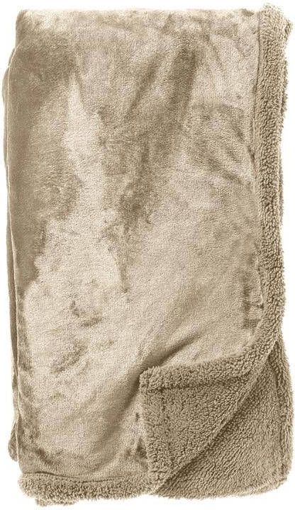 Dutch Decor STANLEY Plaid 150x200 cm fleece deken met teddy en fleece Pumice Stone beige Deken