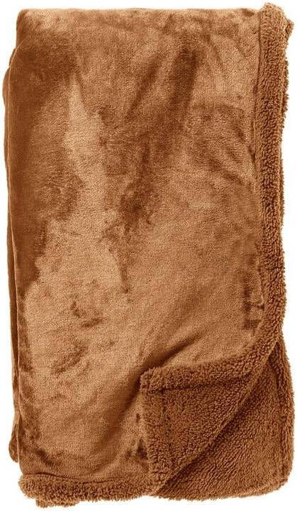 Dutch Decor STANLEY Plaid 150x200 cm fleece deken met teddy en fleece Tobacco Brown bruin Deken