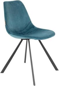 Dutchbone Eetkamerstoel Franky Velvet Petrol 83 x 46 x 56(2 stuks )