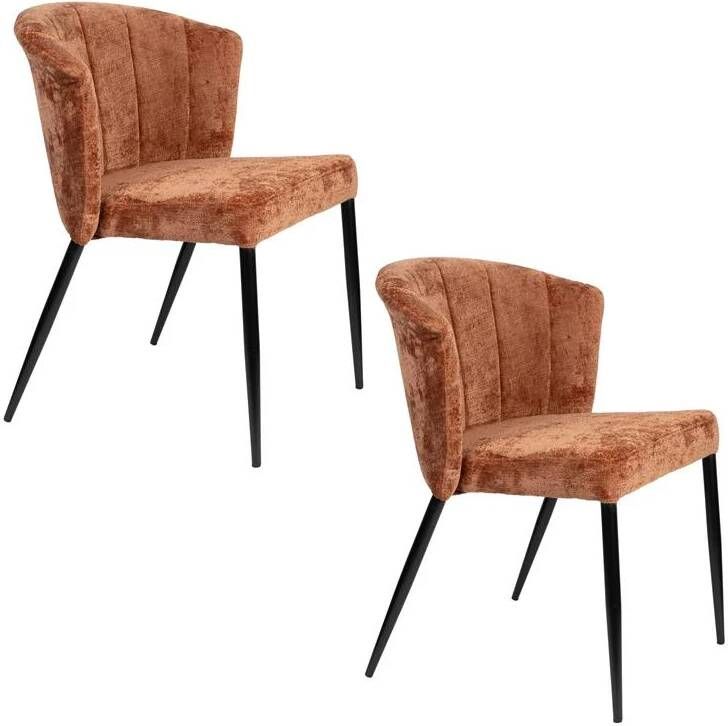 Dutchbone Georgia Eetkamerstoelen Terracotta Set van 2