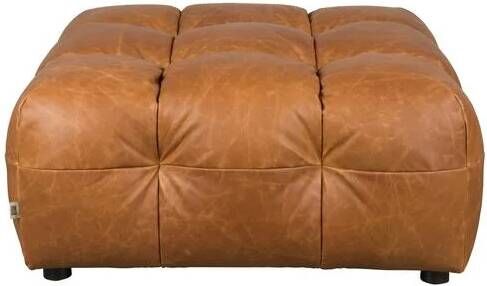 Dutchbone Hackman Hocker Leer Cognac Bruin