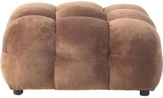 Dutchbone Hackman Hocker Velours Cognac Bruin