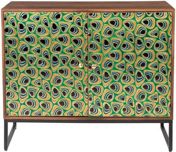 Dutchbone Opbergkast Meena Mangohout 80 x 95cm Groen