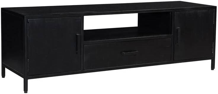 Duverger Black Omerta TV-meubel 180cm mango zwart 2 deuren 1 lade 1 nis stalen frame