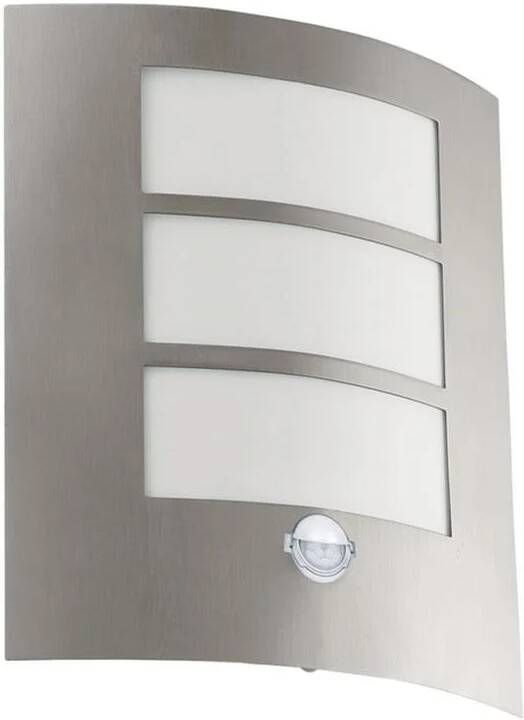 Eglo City Wandlamp Voor buiten Met Sensor 1 Lichts RVS Wit