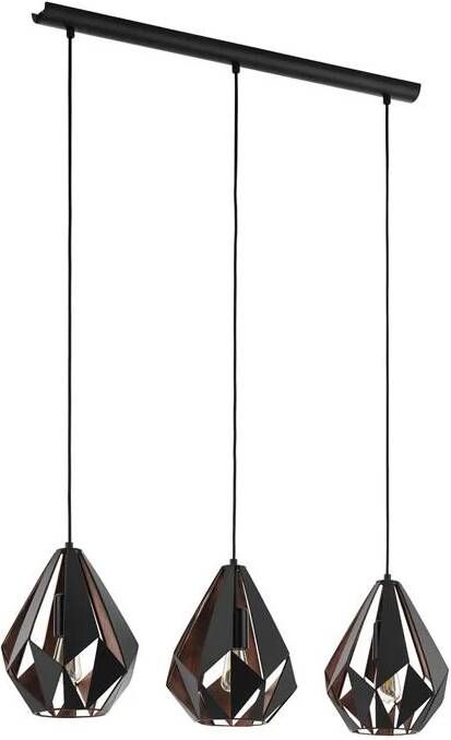 EGLO Hanglamp CARLTON 1 3x25 W zwart en koperkleurig 49991
