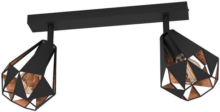 EGLO Plafondlamp Carlton 7 Zwart Koper 2xe27 40w