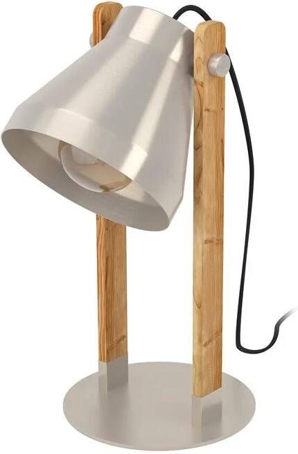 EGLO Cawton Tafellamp E27 38 cm Grijs|Bruin Staal|Hout
