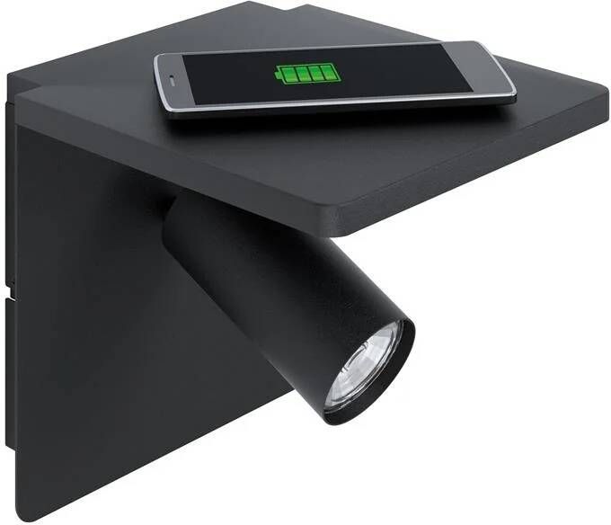 EGLO Ciglie Wandlamp met Qi lader 18 cm Zwart GU10