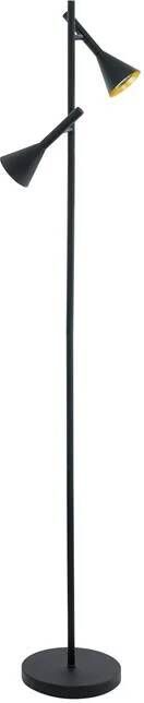 EGLO Staande lamp CORTADERAS Vloerlamp van staal in zwart goud lamp met voetenschakelaar GU10 (1 stuk)