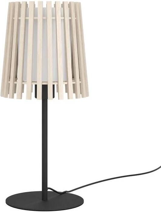 EGLO Tafellamp FATTORIA Nachtkastlamp tafellamp van licht hout en wit textiel E27 (1 stuk)