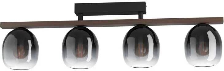 EGLO Plafondlamp FILAGO Plafondlamp in zwart en bruin van staal hout excl. E27 40W (1 stuk)