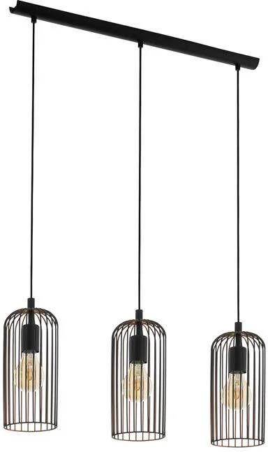 EGLO hanglamp Roccamena 3-lichts zwart koperkleurig Leen Bakker