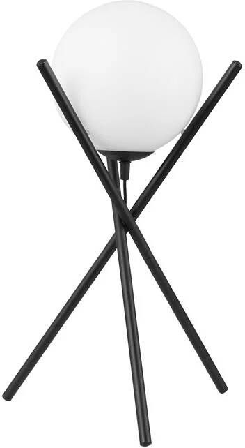 Eglo Salvezinas Tafellamp 1 lichts h 48cm. E27 Zwart met wit glas