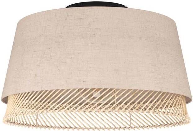 EGLO Plafondlamp TABLEY Plafondlamp woonkamerlamp linnen en bamboe opbouwlamp Ø 38 cm (1 stuk)