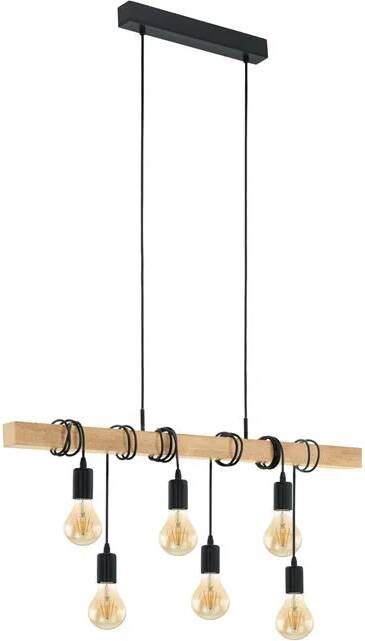 EGLO  Townshend Hanglamp - E27 - 100 cm - Zwart|Bruin