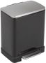 EKO E-Cube recycling pedaalemmer 10+9 ltr Stainless steel Plastic zwart glanzend mat RVS - Thumbnail 2