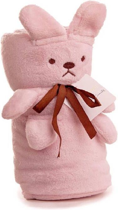 Elegance Baby|Kinder Flanel Fleece Knuffel Deken Konijn roze