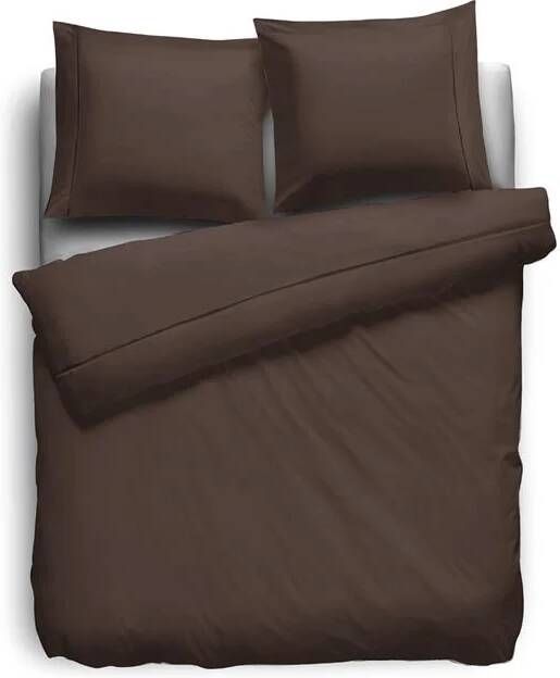 Elegance Dekbedovertrek Uni Percal Katoen Met Bies brown