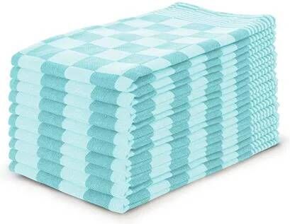 Elegance Eleganzzz Theedoekenset Blok 65x65cm turquoise set van 10