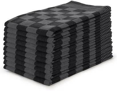 Elegance Eleganzzz Theedoekenset Blok 65x65cm zwart set van 10