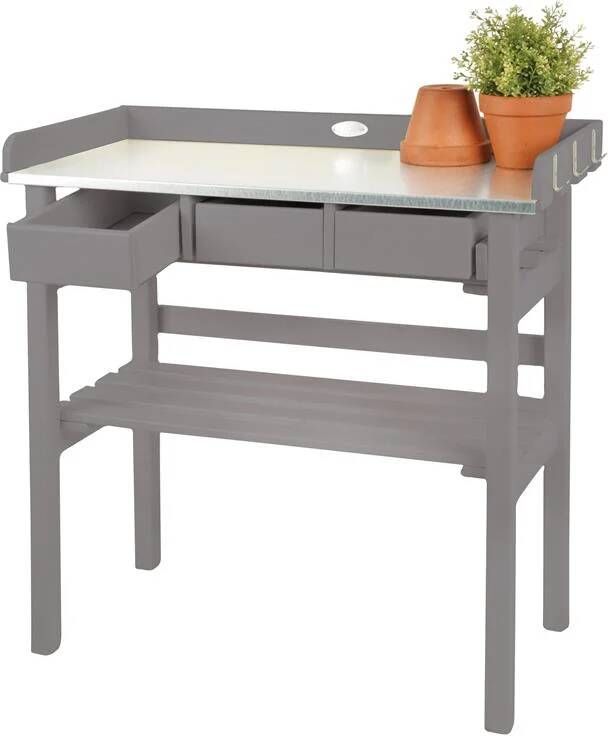 Primrose Tuinwerktafel vv lades en zinken blad grijs oppottafel - Foto 3