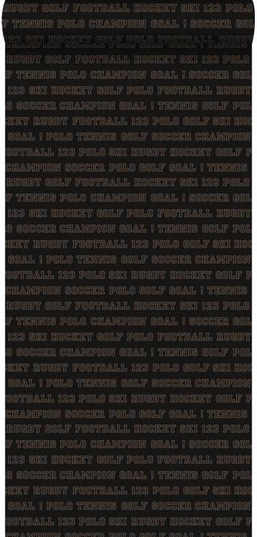 Sanders & Sanders ESTAhome behang sport teksten donkerbruin 53 cm x 10 05 m 115626