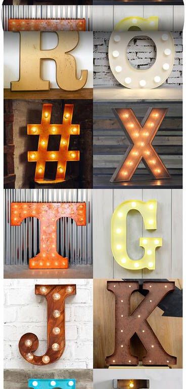 Esta Home ESTAhome XXL behang houten marquee letters oranje beige grijs rood