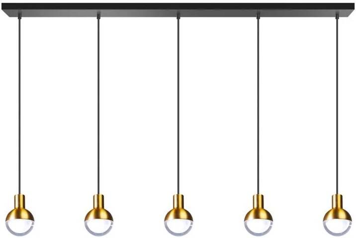 ETH verlichting | ETH Drop Hanglamp 5xGU10 Zwart mat Messing | Woonaccessoires | Hanglamp