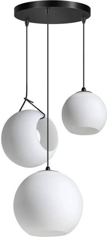 ETH verlichting | ETH Orb Opal Hanglamp TRIO 3x E27 Opaal Glas 20-25-30cm Zwart | Woonaccessoires | Hanglamp