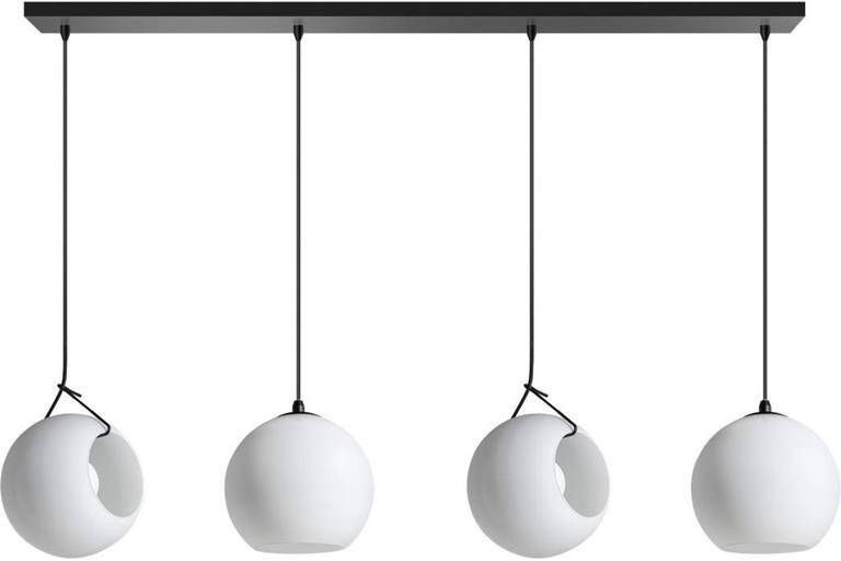 ETH verlichting | ETH Orb Opal Balk Hanglamp 4x E27 Opaal Glas 25cm Zwart | Woonaccessoires | Hanglamp