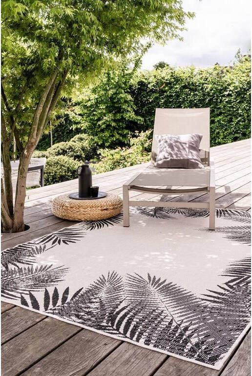 Eva Interior Buiten vloerkleed Leaf Zwart dubbelzijdig Polypropyleen 200 x 290 cm (L)