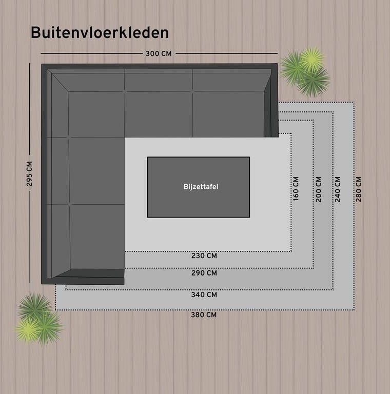 Eva Interior Buitenkleed Zwart Sage 200 x 290 cm