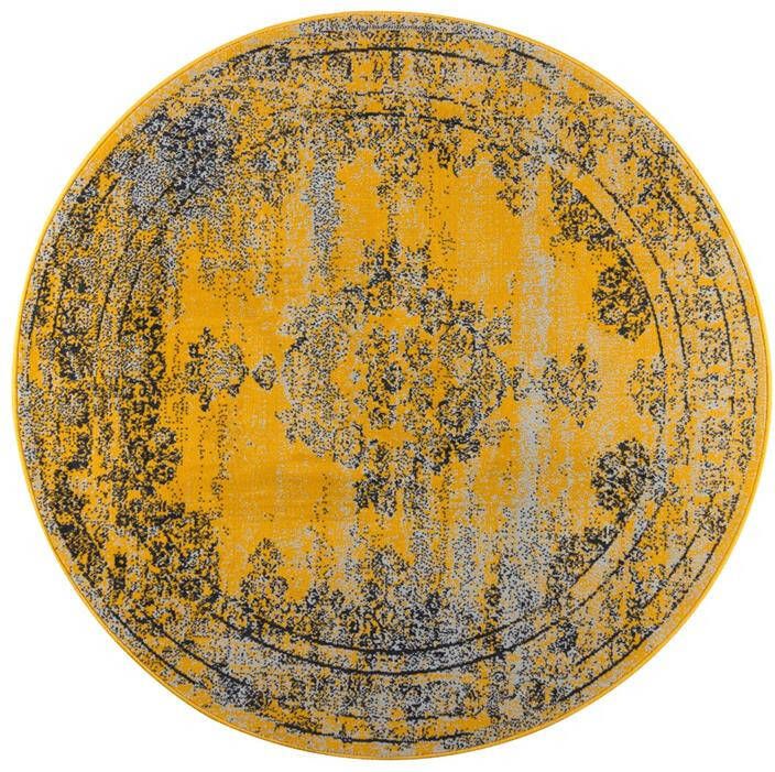 Eva Interior Rond Vloerkleed Bloom Polypropyleen Okergeel