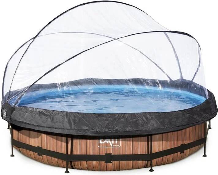 EXIT Wood Zwembad met overkapping en filterpomp Ø 360