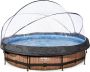 EXIT Toys EXIT Wood zwembad ø360x76cm met filterpomp en overkapping bruin - Thumbnail 2