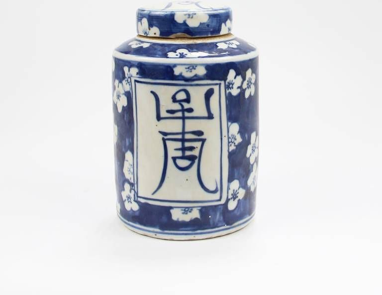 Fine Asianliving Chinese Gemberpot Blauw Wit Porselein Langleven D12xH18cm