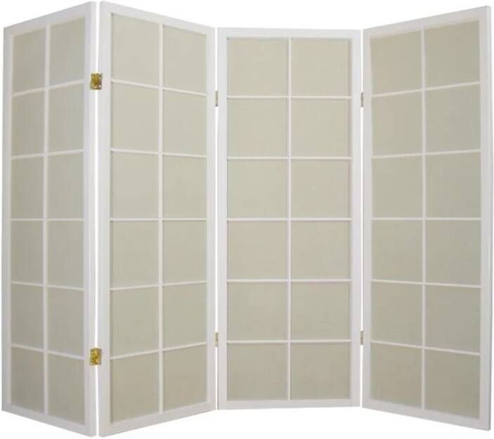 Fine Asianliving Japanse Kamerscherm B180xH130cm 4 Panelen Shoji Rijstpapier Wit