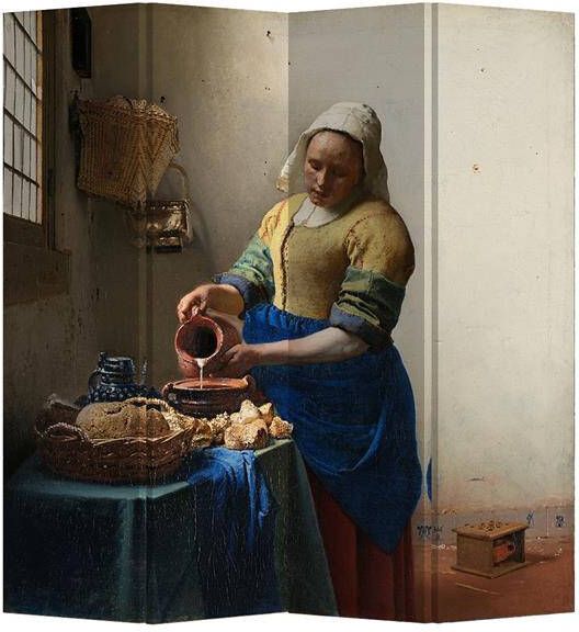 Fine Asianliving Kamerscherm Scheidingswand B160xH180cm 4 Panelen The Milkmaid Vermeer