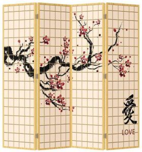 Fine Asianliving Japans Kamerscherm Oosters Scheidingswand B160xH180cm 4 Panelen Sakura Love