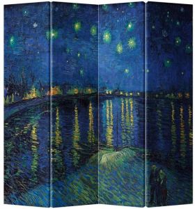 Fine Asianliving Kamerscherm Scheidingswand B160xH180cm 4 Panelen Van Gogh Sterrennacht boven de Rhone