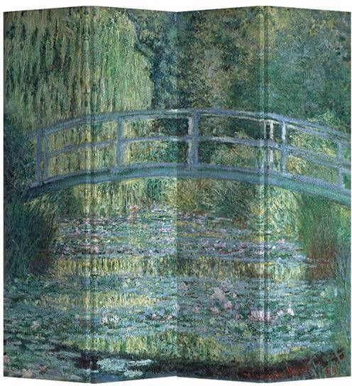 Fine Asianliving Kamerscherm Scheidingswand B160xH180cm 4 Panelen Bridge over a Pond of Water Lilies Claude Monet